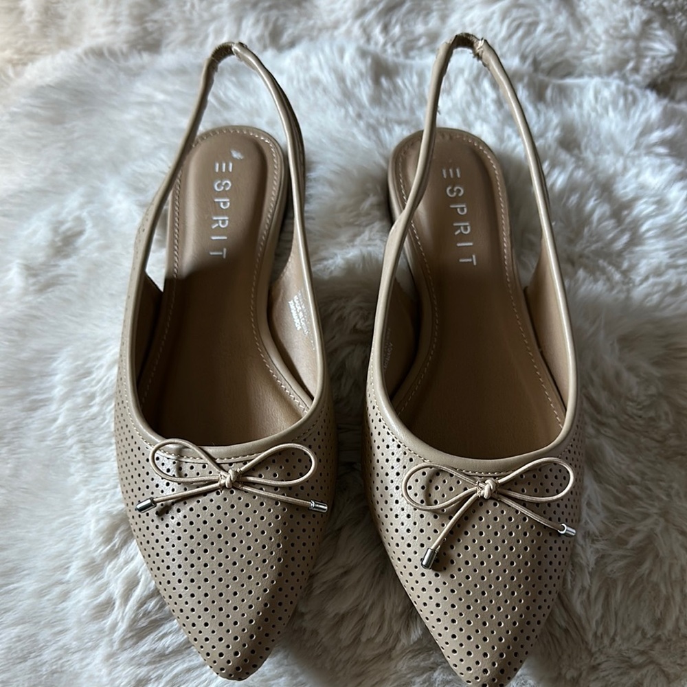 Esprit Tan Flats with Bow Detail